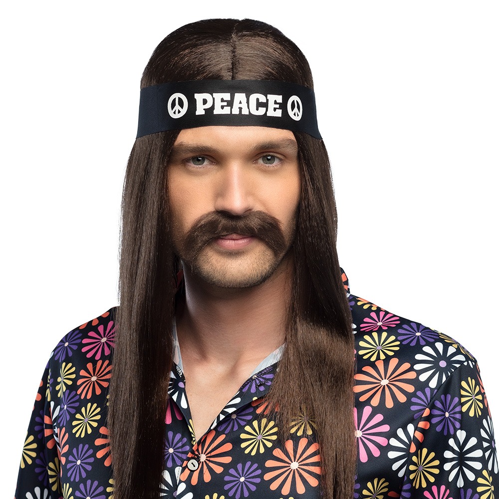 Hippie Overskæg Brun | 60'erne Hippie Skæg - Hovedtilbehør - Temashop
