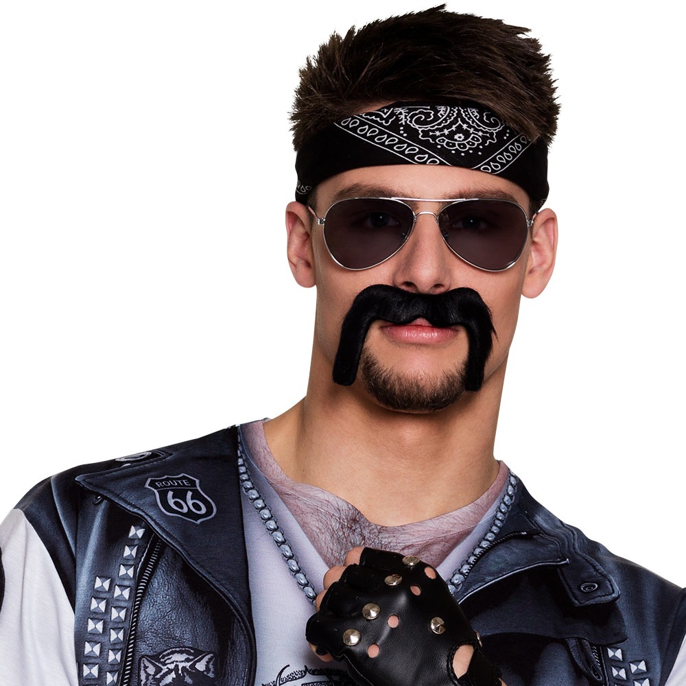 Biker Overskæg Sort | Biker Skæg - Hovedtilbehør - Temashop
