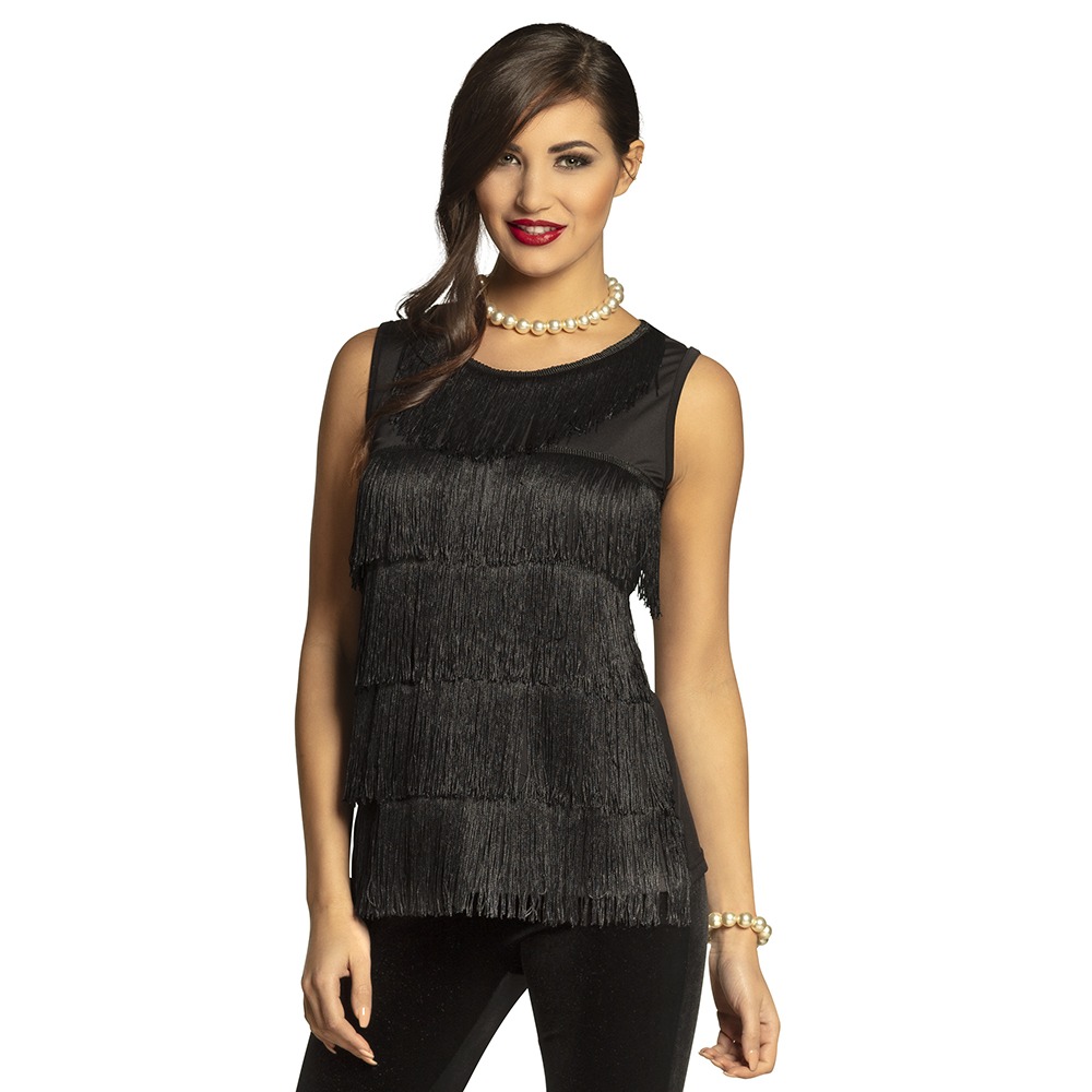 Top Ht Flapper Sort 40/42 (40/42) | Disko / Disco Overdel - Kostume - Temashop