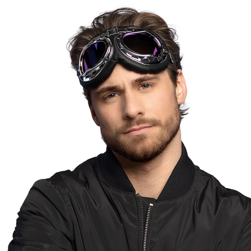 Pilot Briller Sort/Sølv | Steampunk Briller - Hovedtilbehør - Temashop