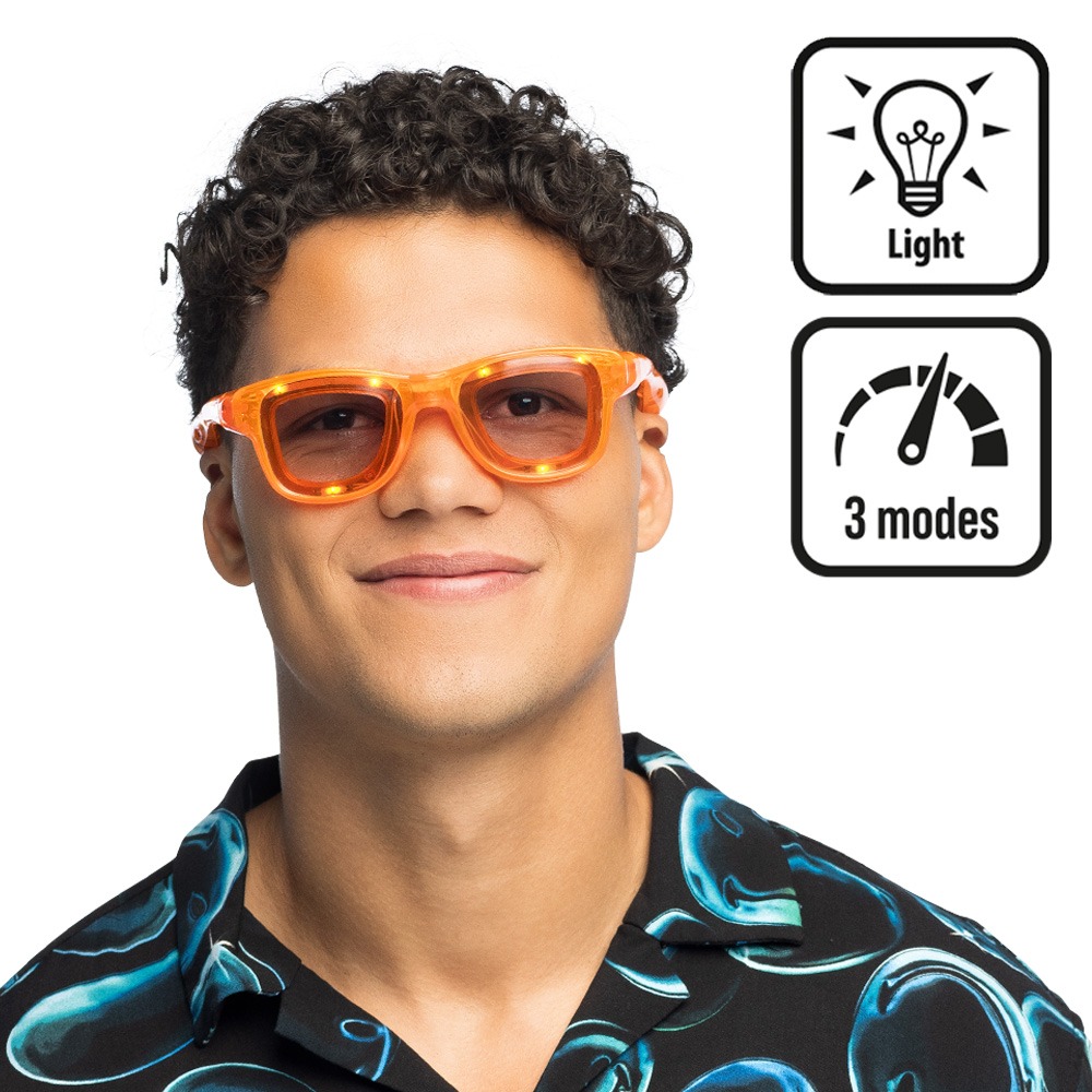 LED Partybriller Orange | Orange tema Briller - Hovedtilbehør - Temashop