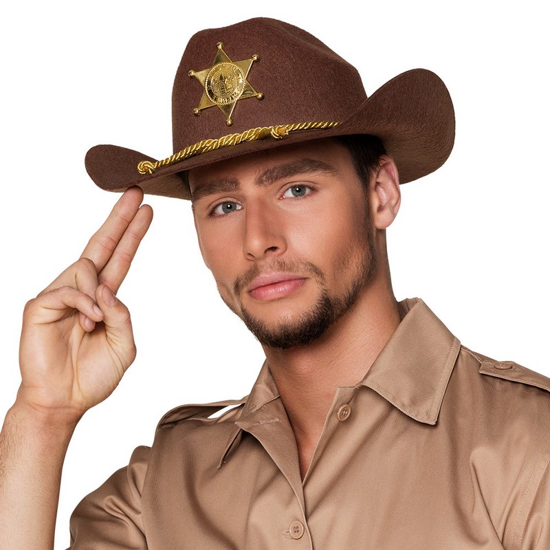 Sherif Cowboyhat (59 cm) | Det vilde vesten Hat / Hue / Hjelm - Hovedtilbehør - Temashop