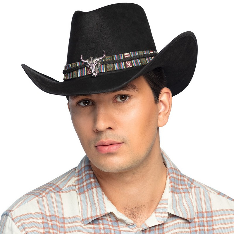 Django Cowboy Hat Sort | Det vilde vesten Hat / Hue / Hjelm - Hovedtilbehør - Temashop