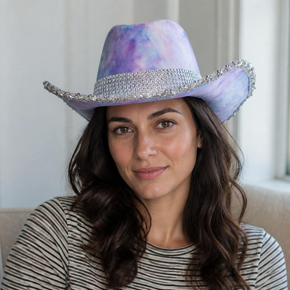 Darling Cowboyhat Lilla (59 cm) | Det vilde vesten Hat / Hue / Hjelm - Hovedtilbehør - Temashop
