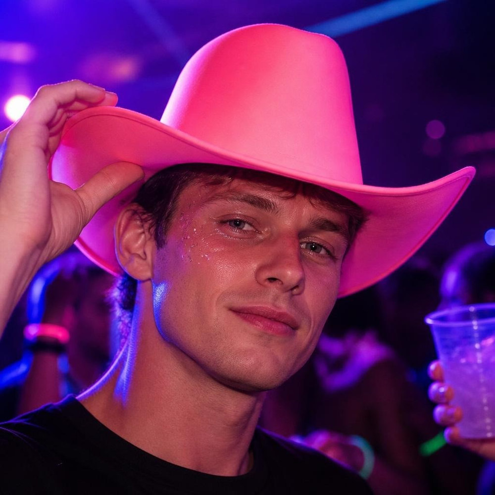 UV Cowboyhat Pink (59 cm) | Det vilde vesten Hat / Hue / Hjelm - Hovedtilbehør - Temashop