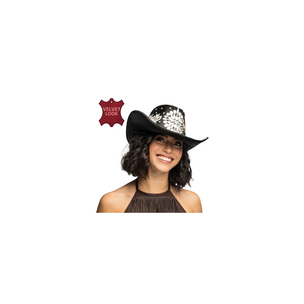Hat Cowboy Krystal Sort | Hat / Hue / Hjelm - Kostume - Temashop