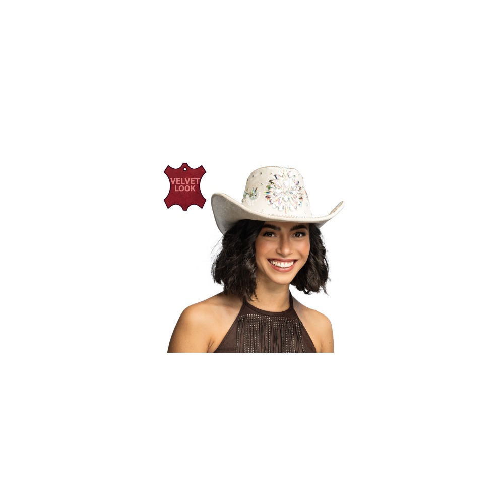 Hat Cowboy Krystal Beige | Hat / Hue / Hjelm - Kostume - Temashop