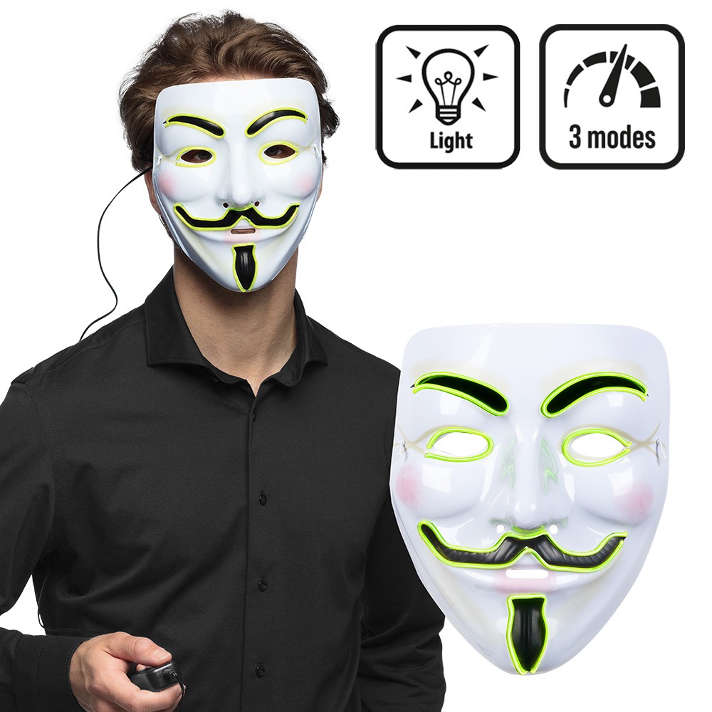 Anonymous LED Maske Hvid