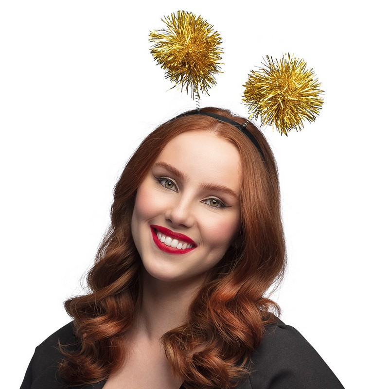 Pompom Hårbøjle Guld | Guld tema Hårbøjle / Pandebånd / Hårbånd - Hovedtilbehør - Temashop
