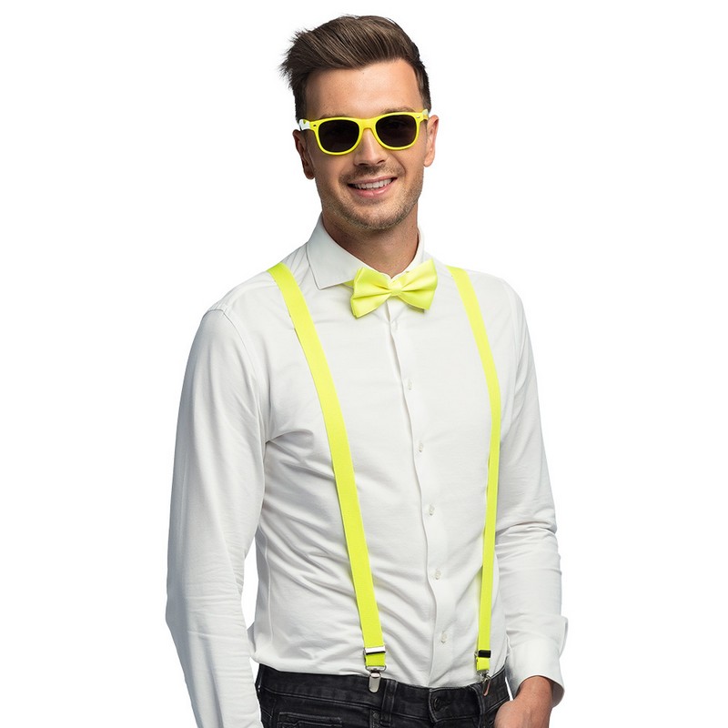 Neon Party Outfit Gul | UV / Neon Tilbehørskit - Kropstilbehør - Temashop