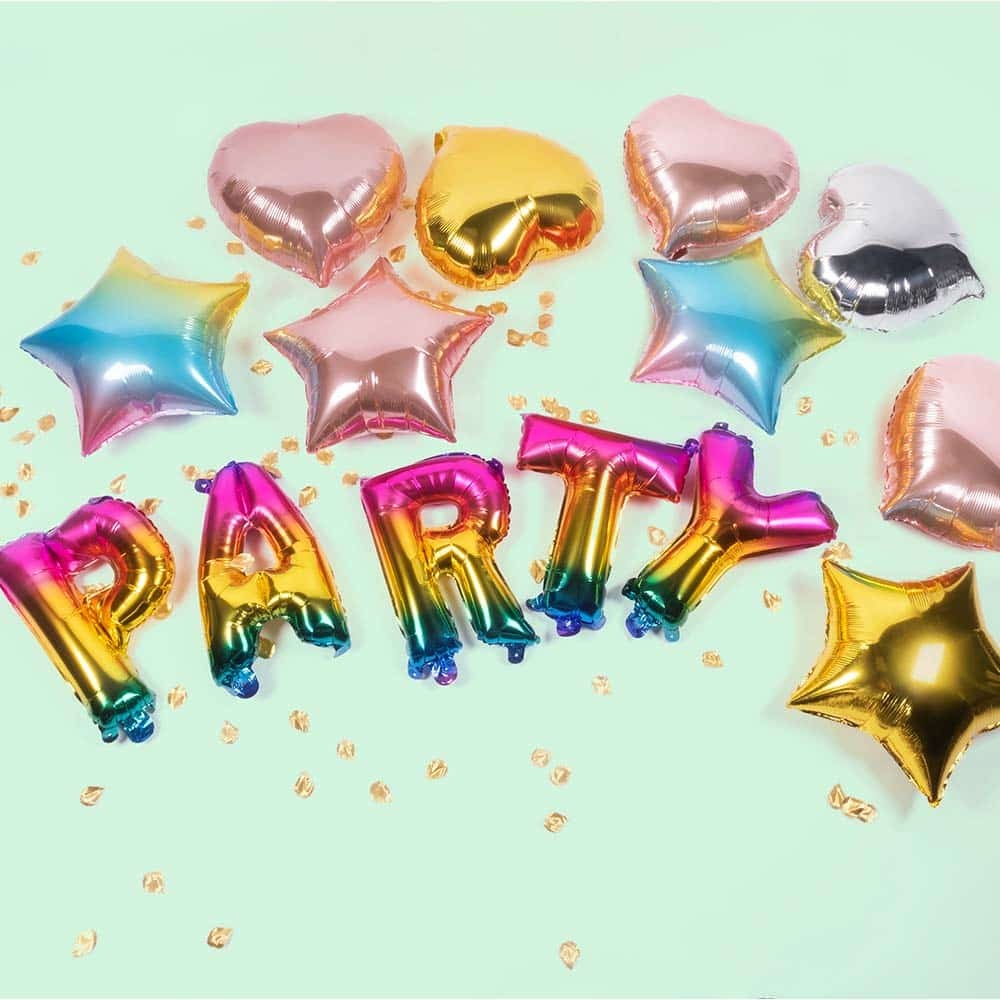Party Folieballoner Regnbue - 5 stk (3 m) | Regnbue Folieballoner tal / bogstav - Temashop