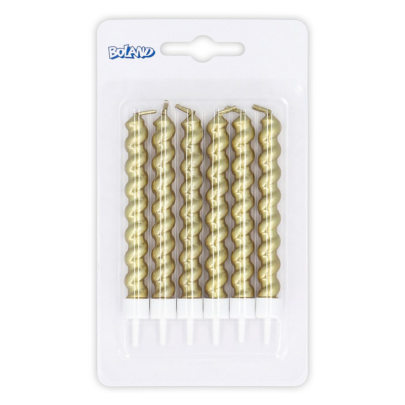 Spiral Kagelys Guld - 6 stk (9 cm) | Guld tema Kagelys - Temashop
