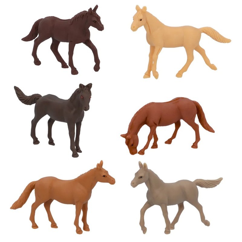 Små Heste Figurer - 6 stk (6 x 6 cm) | Hest Legetøj - Temashop