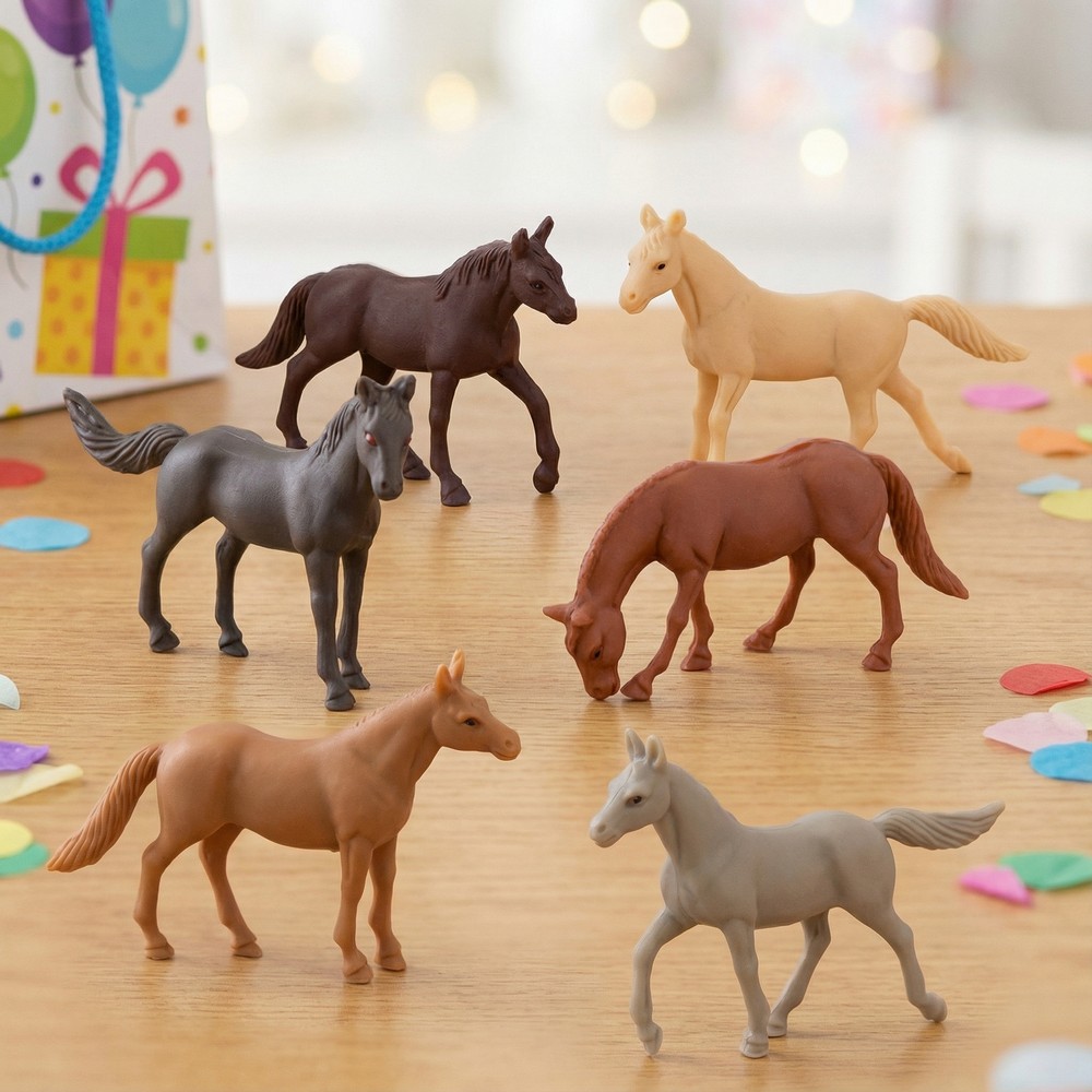 Små Heste Figurer - 6 stk (6 x 6 cm) | Hest Legetøj - Temashop