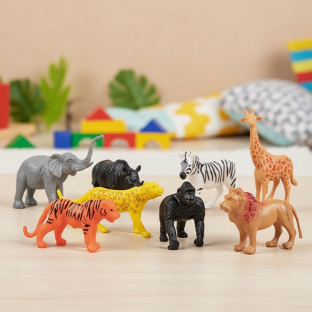 Små Zoologiske Dyr Figurer - 8 stk (4,5 x 1,5 cm) | Zoo dyr Legetøj - Temashop