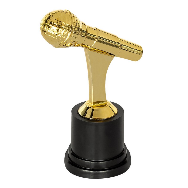 Mikrofon Trofæ - 1 stk (12 cm) | 80'erne Totally Centerpieces - Temashop