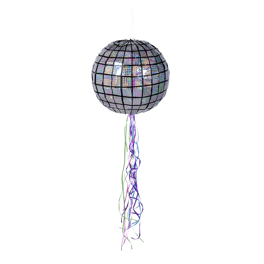 Diskokugle Piñata Sølv - 1 stk (Ø 30 cm) | 70'erne Disco Pinata - Temashop