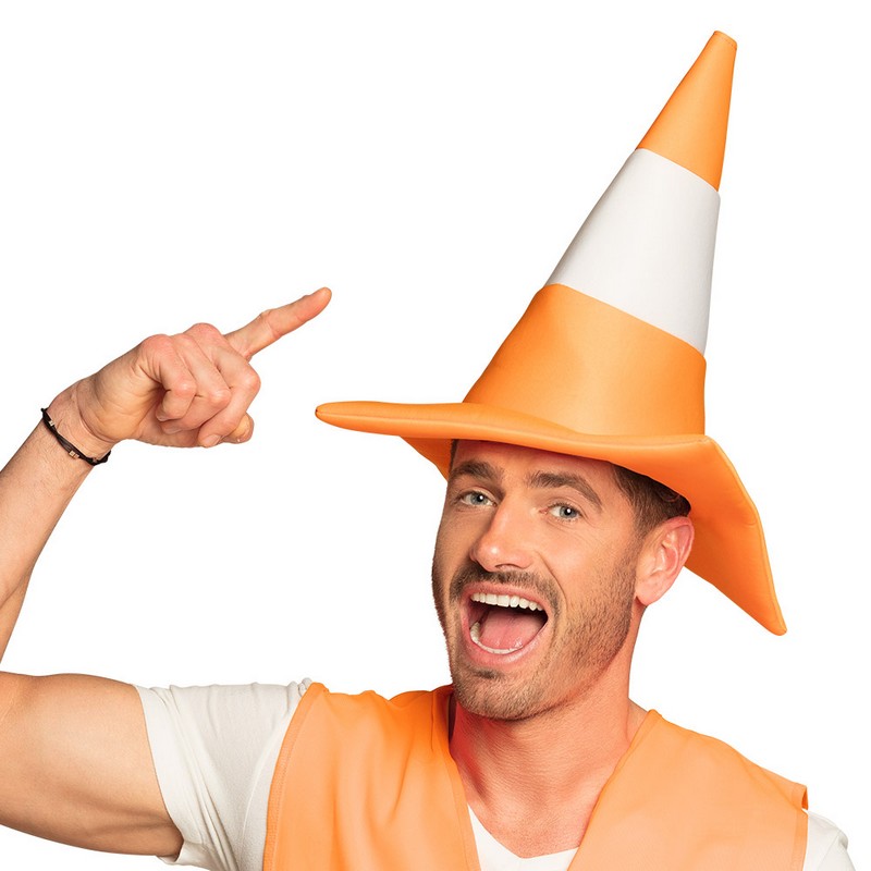 Trafikkegle Hat (59 cm) | Bygmester Hat / Hue / Hjelm - Hovedtilbehør - Temashop