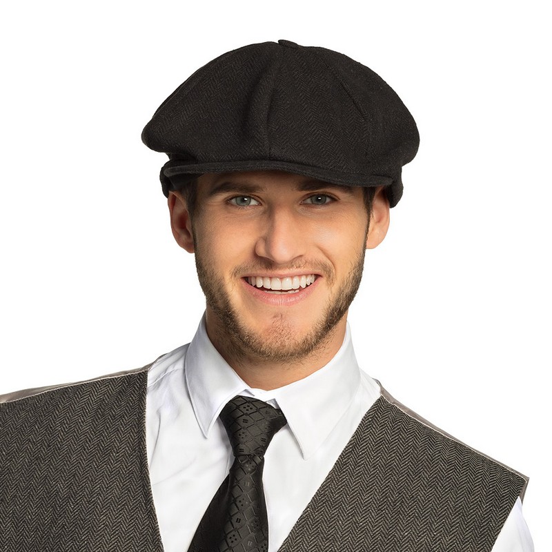 Birmingham Hat Sort (59 cm) | 20'erne Gangster Hat / Hue / Hjelm - Hovedtilbehør - Temashop