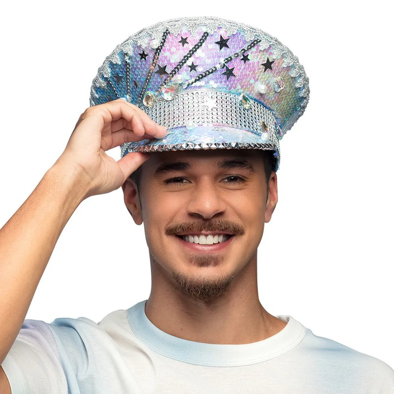 Paillet Stjerne Kaptajnhat | Festival Hat / Hue / Hjelm - Hovedtilbehør - Temashop