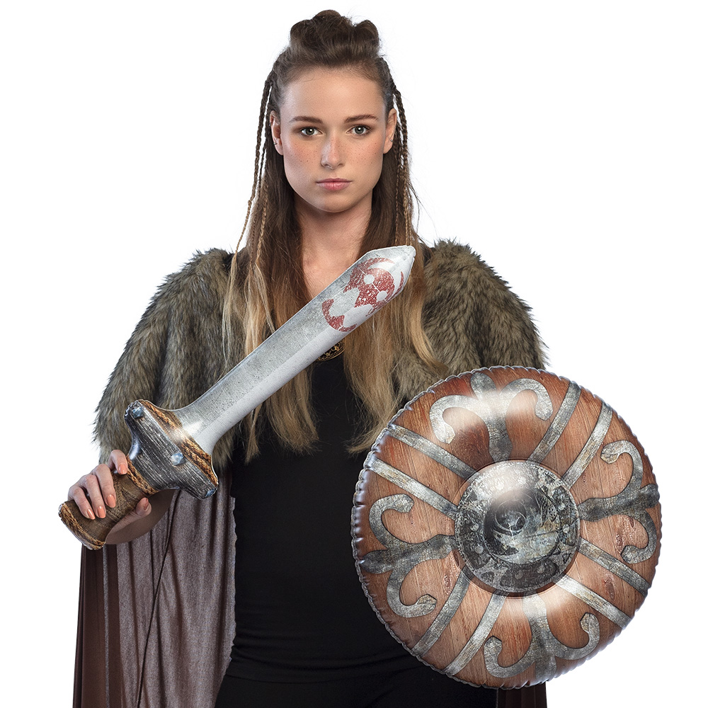 Oppustelig Vikingsværd & Skjold (58 cm & Ø 45 cm) | Viking Våben - Kropstilbehør - Temashop