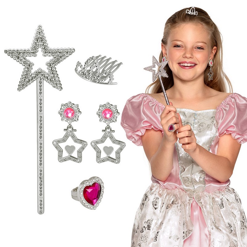 Prinsesse Børnesæt Sølv (21.5 cm) | Prinsesse Tilbehørskit - Kropstilbehør - Temashop