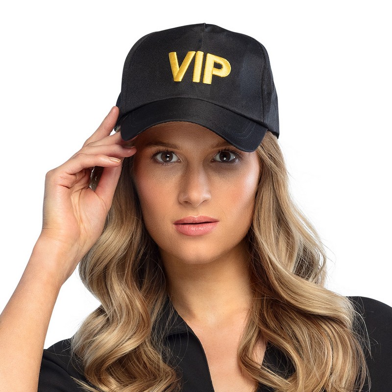 VIP Kasket Sort/Guld | Hollywood Hat / Hue / Hjelm - Hovedtilbehør - Temashop