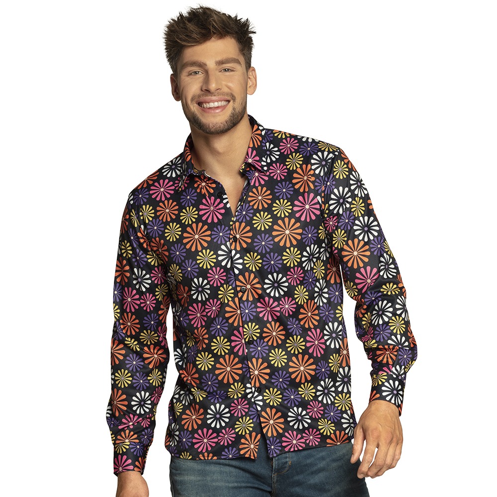Flower Power Skjorte | 60'erne Hippie Overdel - Beklædning - Temashop