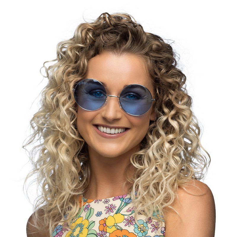 Hippie XL Partybriller Blå | 60'erne Hippie Briller - Hovedtilbehør - Temashop