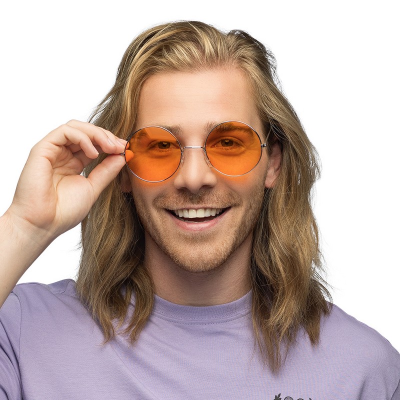 Hippie XL Partybriller Orange | 60'erne Hippie Briller - Hovedtilbehør - Temashop
