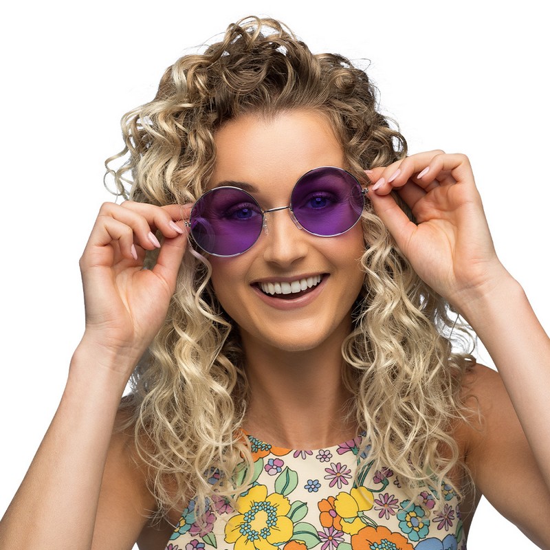 Hippie XL Partybriller Lilla | 60'erne Hippie Briller - Hovedtilbehør - Temashop