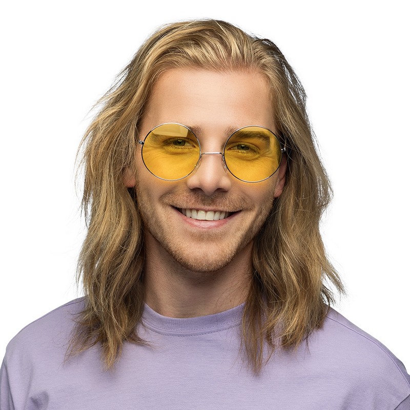 Hippie XL Partybriller Gul | 60'erne Hippie Briller - Hovedtilbehør - Temashop