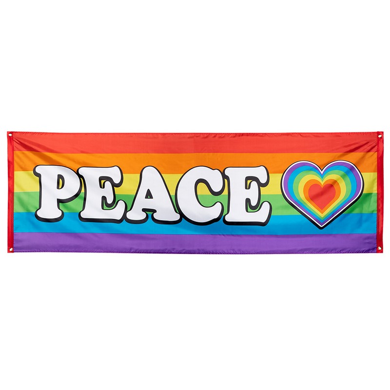 Peace Pride Banner - 1 stk (74 x 220 cm) | Regnbue Bannere - Temashop