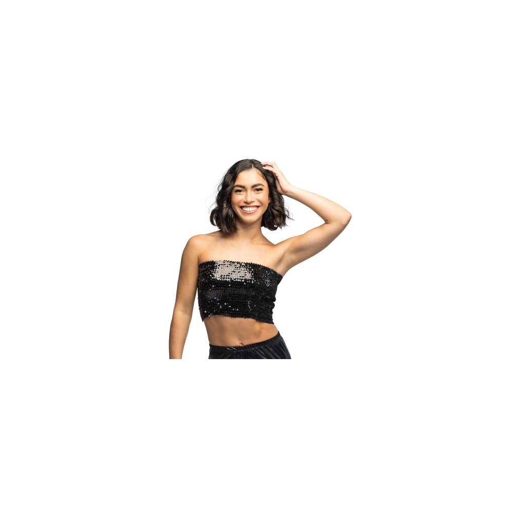 Top Glimmer Sort (M/L) (M/L) | Disko / Disco Overdel - Kostume - Temashop
