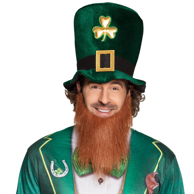 St Patrick's Day Leprechaun Hat & Skæg (59 cm) | Sankt Patricks dag Hat / Hue / Hjelm - Hovedtilbehør - Temashop