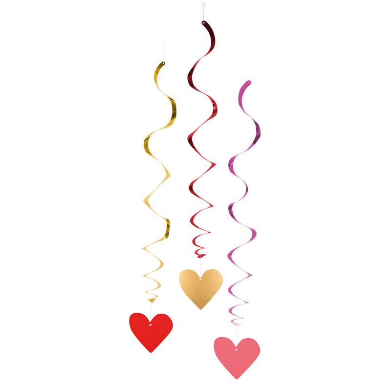 Valentin Swirls - 3 stk (85 cm) | Valentinsdag Spiraler/string - Temashop