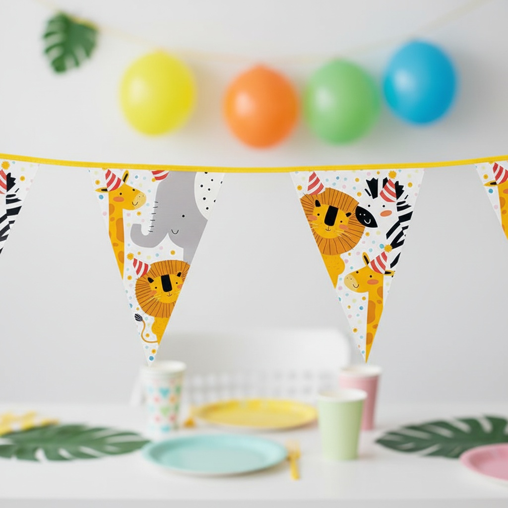 Safari Party Vimpelguirlande - 1 stk (30 x 20 cm) | Safari Guirlander - Temashop