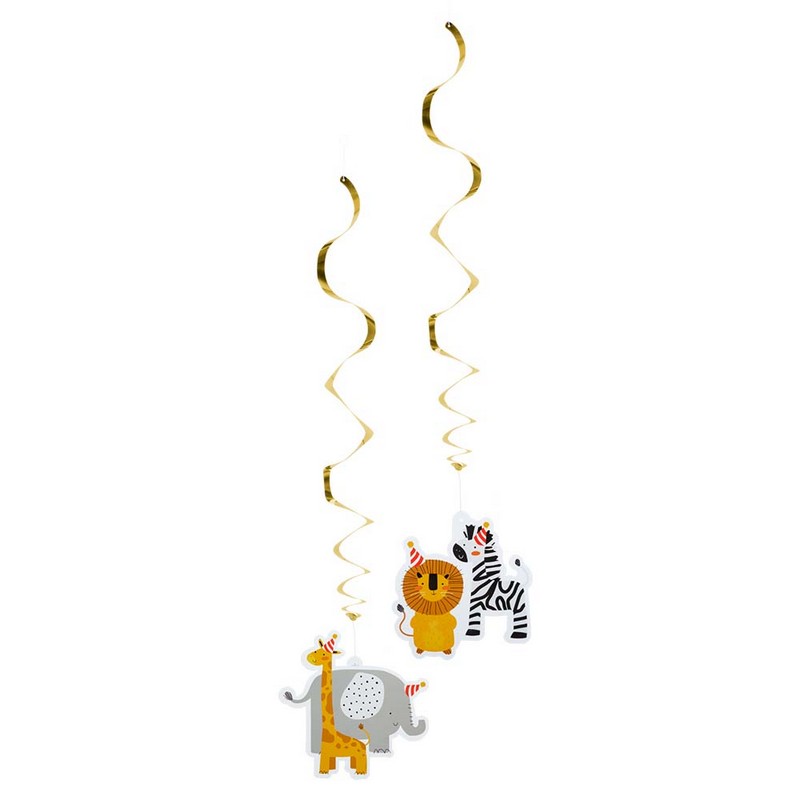 Safari Party Swirls - 2 stk (85 cm) | Safari Spiraler/string - Temashop