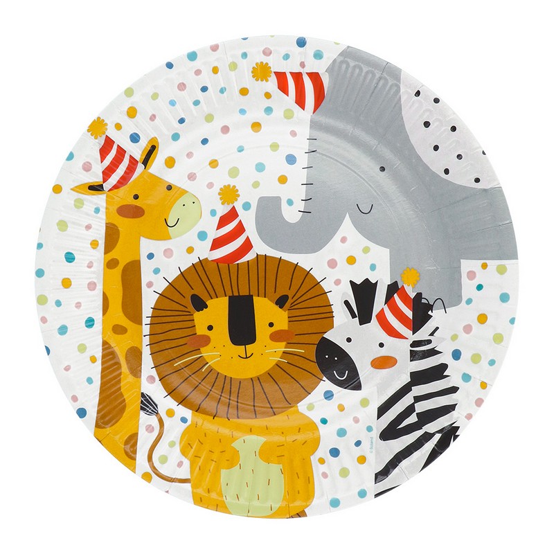 Safari Party Paptallerkener - 8 stk (23 cm) | Safari Tallerkner - Temashop