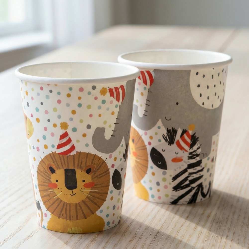 Safari Party Papkrus - 8 stk (250 ml) | Safari Krus - Temashop