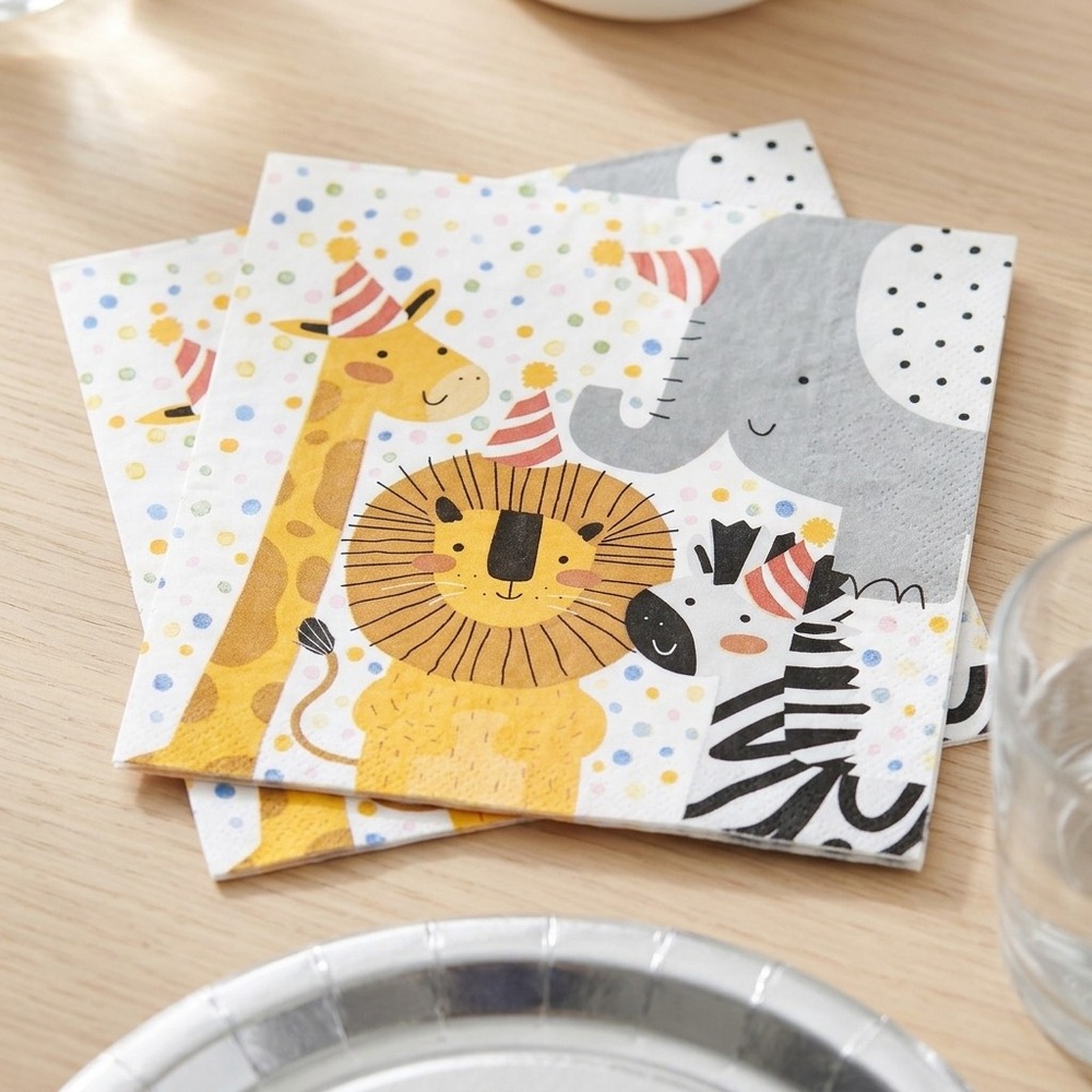 Safari Party Servietter - 20 stk (33 x 33 cm) | Safari Servietter - Temashop