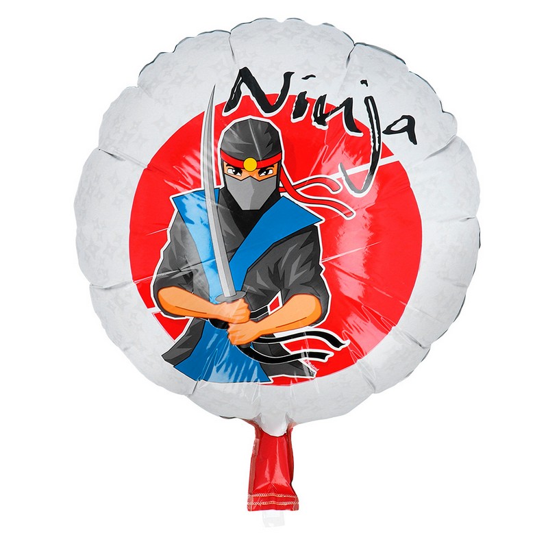 Ninja Party Rund Folieballon - 1 stk (45 cm) | Ninja Folieballoner - Temashop
