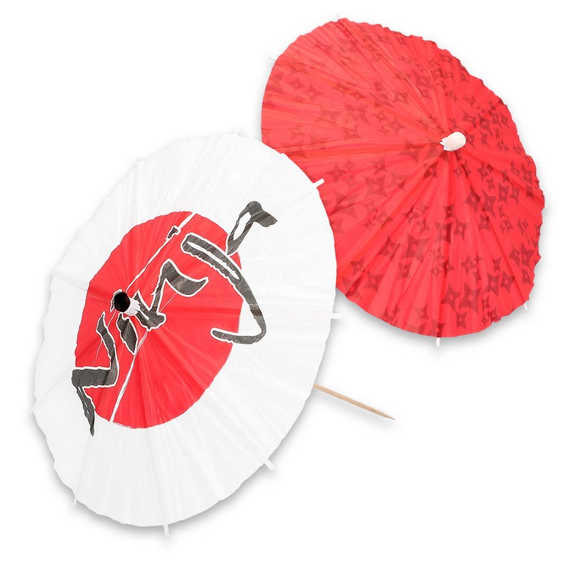 Ninja Party Cocktail Parasoller - 6 stk (18 cm) | Ninja Drinkspinde - Temashop