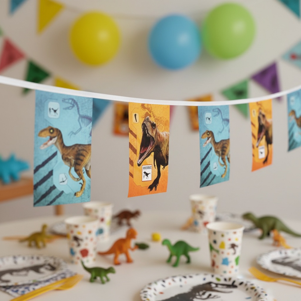 T-Rex Flagguirlande - 1 stk (3 m) | Dinosaurus Guirlander - Temashop