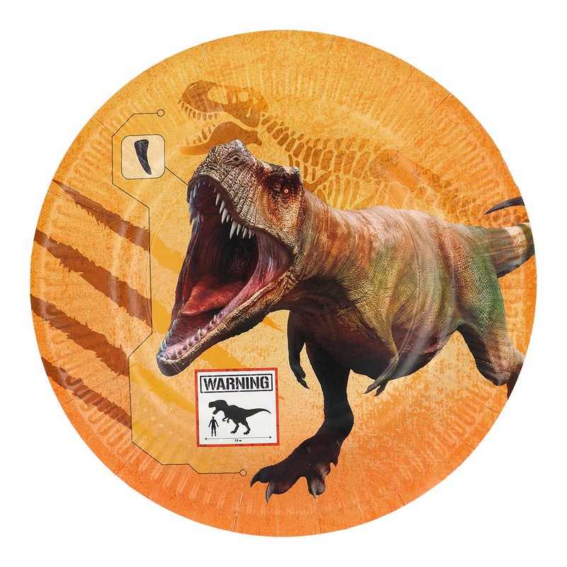 T-Rex Tallerkener - 8 stk (23 cm) | Dinosaurus Tallerkner - Temashop