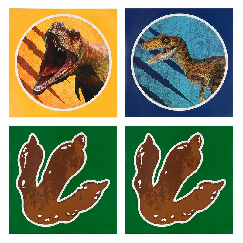 T-Rex Klistermærker - 4 ark (20 x 20 cm) | Dinosaurus Klistermærke - Temashop