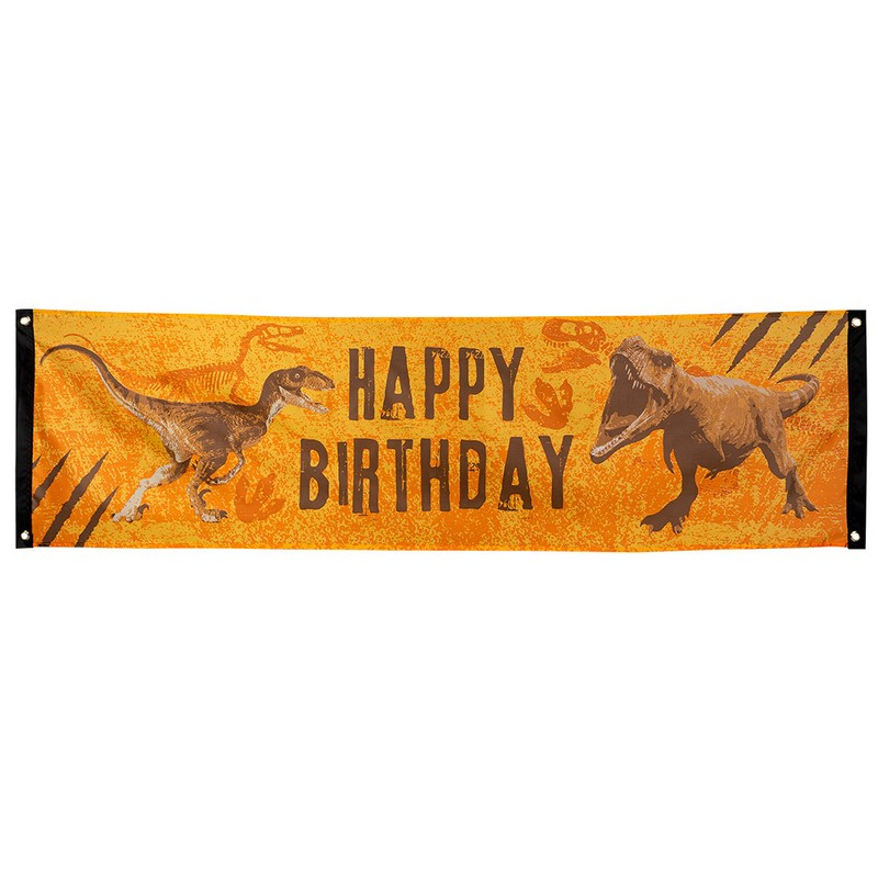 T-Rex Happy Birthday Banner - 1 stk (50 x 180 cm) | Dinosaurus Bannere - Temashop