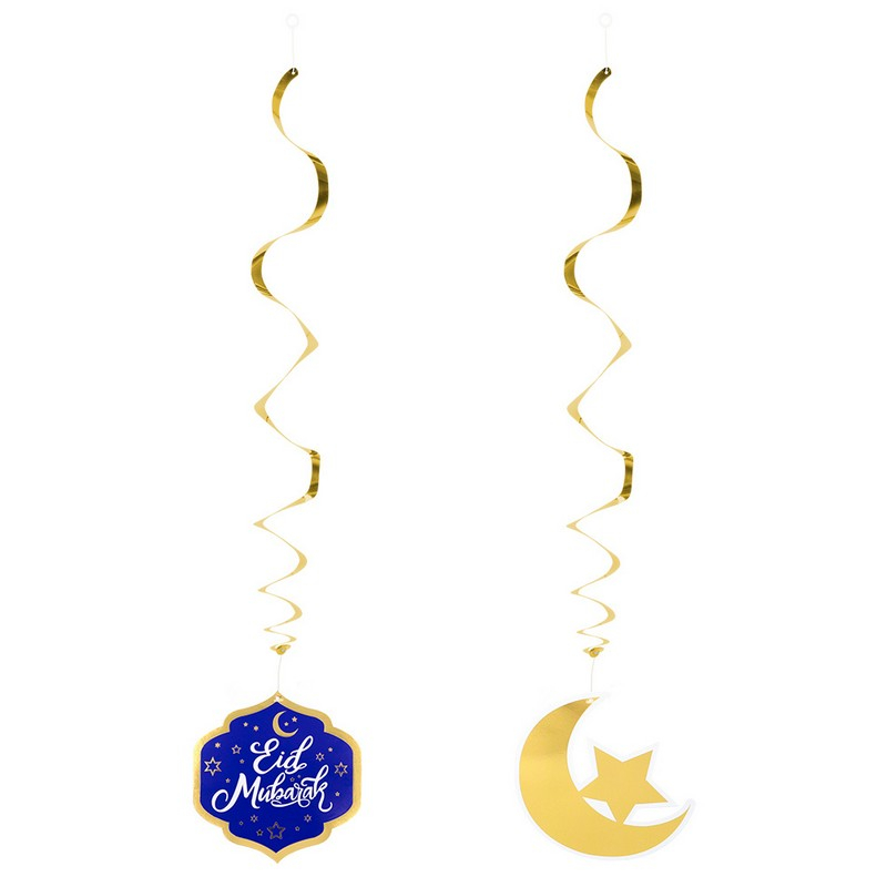 Eid Mubarak Swirls - 2 stk (85 cm) | Eid Spiraler/string - Temashop
