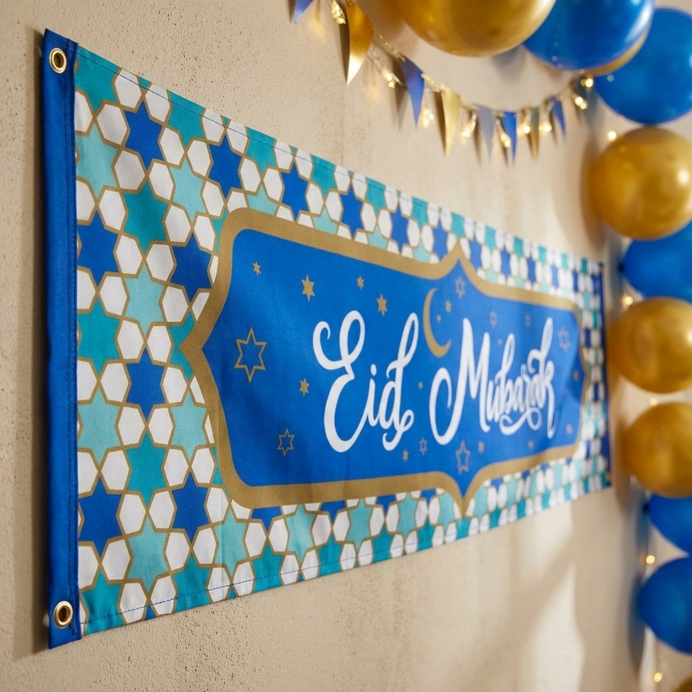 Eid Mubarak Banner - 1 stk (50 x 180 cm) | Eid Bannere - Temashop