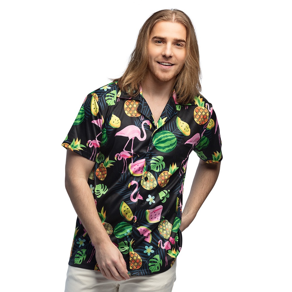 Flamingo Hawaii Skjorte | Flamingo Overdel - Beklædning - Temashop